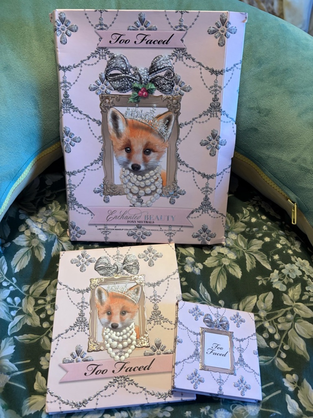 Too Faced Pink Enchanted Beauty Foxy Neutrals Eyeshadow Palette and blush set